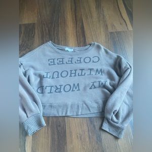 Brown crop sweater with saying
